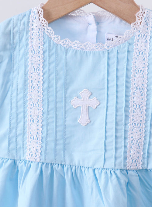 Blue Cross Lace Dress