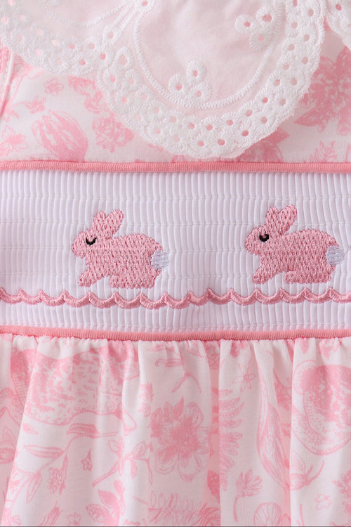 Pink Bunny Smocked Dress